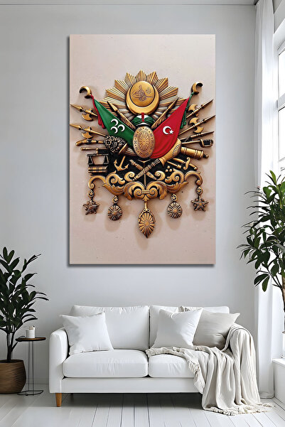 Parıltı Yayınları Efect de relief 3D, stemă otomană, tablou din sticlă, decor...
