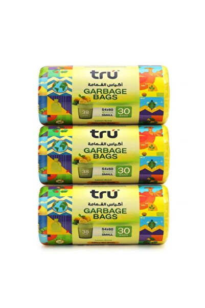Tru عبوة من 3 أكياس قمامة معطرة بالليمون، لفة مدمجة، سعة 10 جالون، 54×60 سم، ...