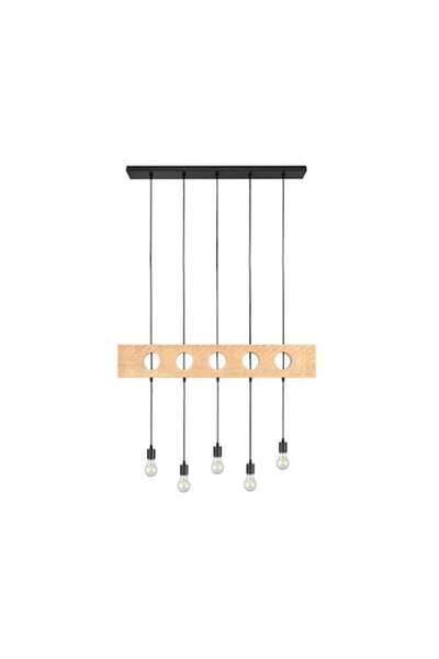 Cojom Candelabru Vola 5n 5XE27, metal negru cu lemn, înălțime reglabilă, stil...