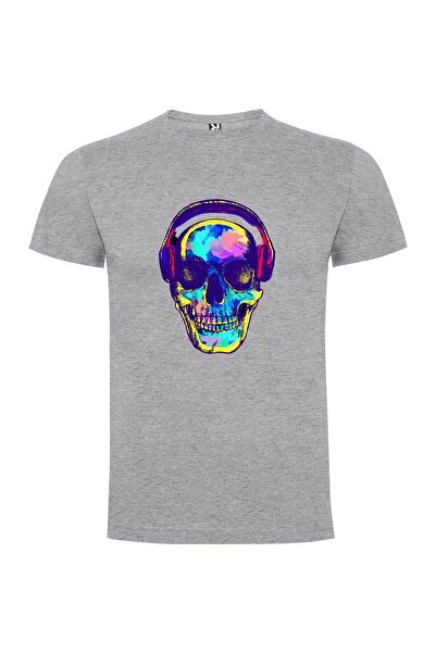 iLovePrints Neon Skull DJ Beats Tshirt