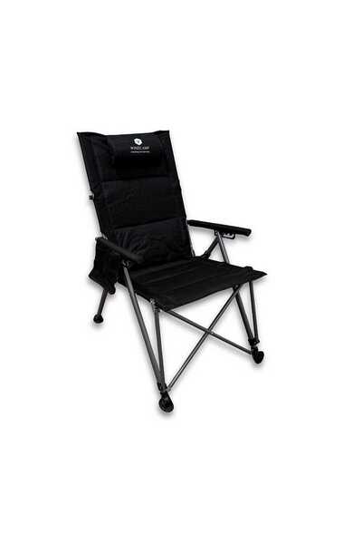 windcamp Katlanır Kamp Sandalyesi Premium Siyah 150kg Taşıma 5 Aşamalı
