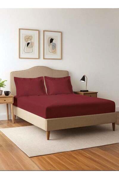 PIZUNA Pure Combed Cotton King Fitted Sheet 180x200 cm Rio Red, 400 Thread Co...