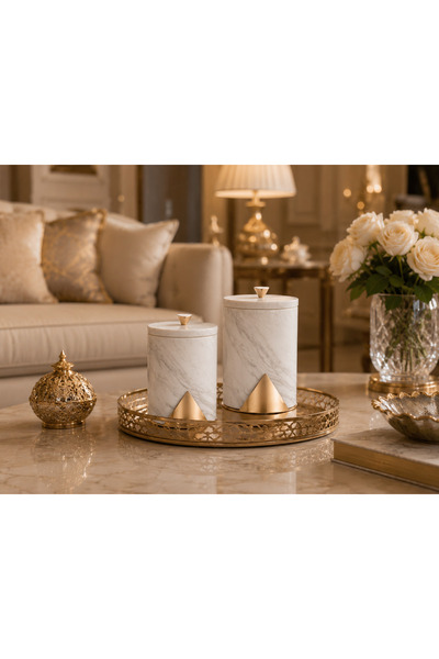 Dania Marble Box with Gold Lid Multi-Function 🤍 💛 |   Decorative Storage an...