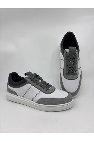 Papuccu Light Gray Suede White Men's Leather Shoes