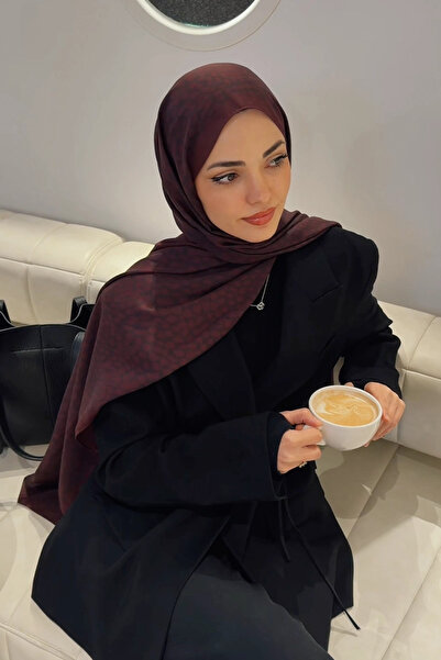 Madame Polo Double-sided premium shawl with ceylan pattern - burgundy