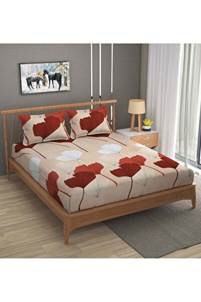 AURIO Premium Queen Size Flat Bedsheet with 2 Pillowcases - Luxury Modern Des...