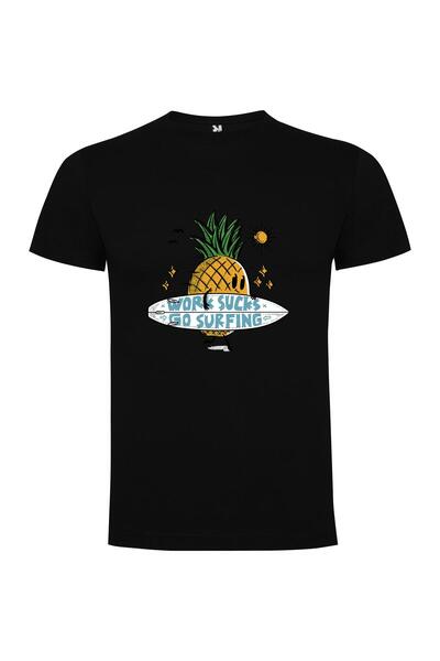iLovePrints Surfing Pineapple Sticker Tshirt
