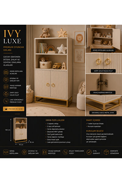 Genel Markalar IVY LUXE Premium Oyuncak Dolabı Çocuk Odası Düzenleyici MDF Go...