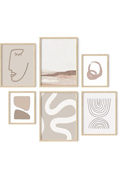 ESSESORIES Boho Mid Century Modern Gallery Abstract Neutral Aesthetic Poster ...
