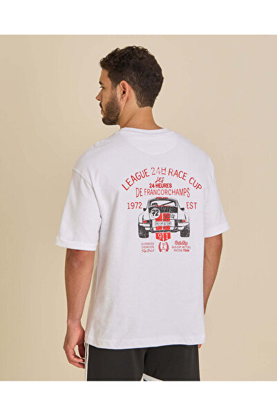 REDTAG Men White Printed T-Shirt