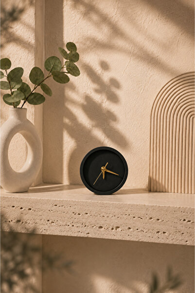 Sese Home Concept Modern Taş Tozu Masa Saati - Gold Renk Dekoratif