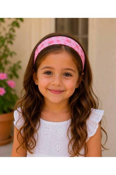 ÖrgüYastik Girls' Accessories Hair Band Strawberry and Cherry Polka Dot Bandana
