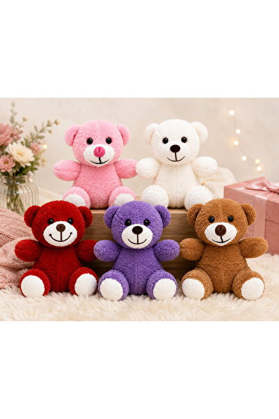 Floroon gift Peluş Ayıcık 1 Adet Renk Seçenekli 25 cm | Pembe | Beyaz | Kırmı...