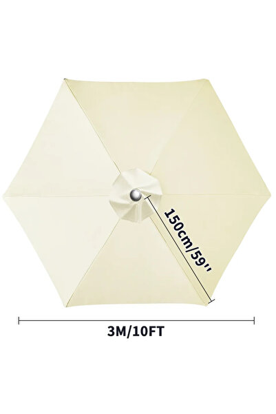 Choice22 Beige 6Ribs 3M Waterproof Replacement Umbrella Cloth 2/3M Patio Para...