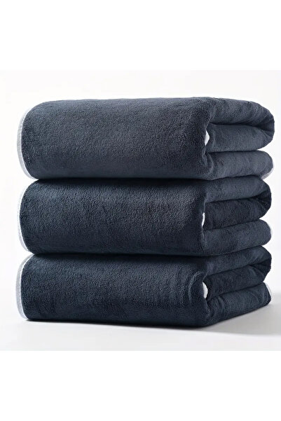 Choice4 70x140cm 3 Black 3PCS Large Bath Towels Set Grey Adult Coral Velvet B...