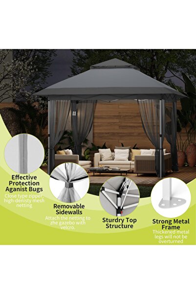 Garvee Quick Setup Collapsible Canopy Tent – 10x10 FT Outdoor Canopy with Mos...