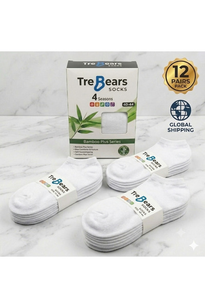 TreBears Premium Bambu 12'li Paket Unisex Patik Çorap Seti - Nefes Alan Özel ...