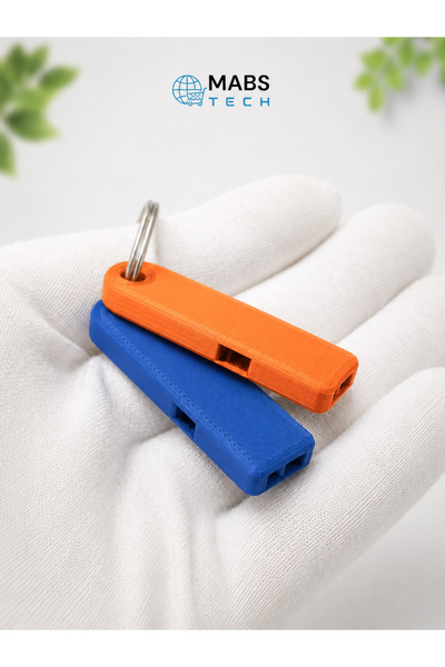Mabs Tech 2 Adet Mini Acil Durum Cep Düdüğü Anahtarlıklı – Model 2 - Deprem, Kamp ve Güvenlik İçin Güçlü Düdük (3D Baskı)