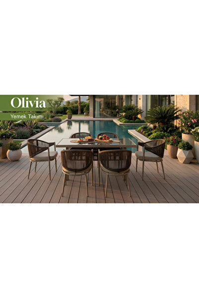 MY WORLD GARDEN AKDENİZ RATTAN BAHÇE BALKON 6LI YEMEK MASASI TAKIMI