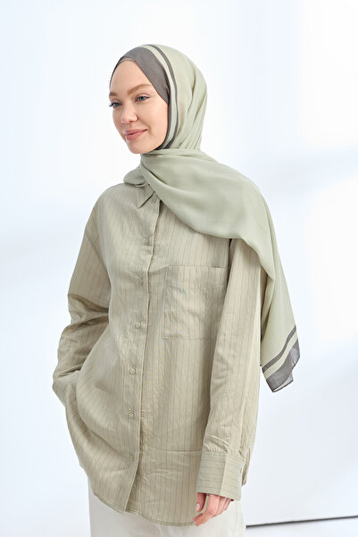 ARMANDA Elegant Harmony Frame Desen Shawl - Linen - Khaki