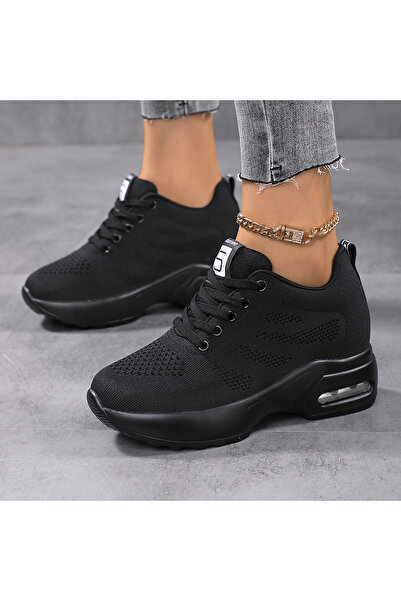 SOSENFER Women’s Black Sneakers Casual Sports Shoes Breathable Mesh Air Cushi...