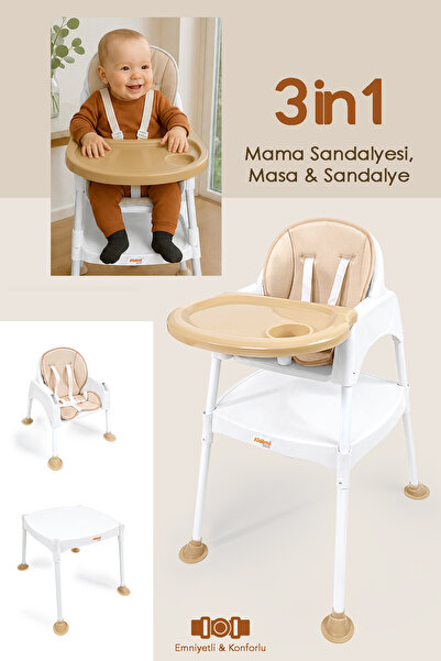 Meleni Baby 3in1 Bebek Mama Sandalyesi - Çalışma Masalı Mama Sandalyesi Minde...