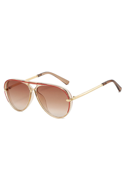 Choice12 WHITE Champagne DoubleTea Trendy Oversized Pilot Sunglasses Women Me...