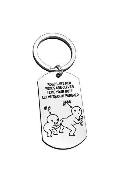 Choice 1pc Funny Couple Keychain "I Like Your Butt Let Me Touch it Forever", ...