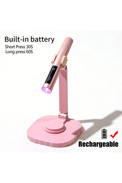 choice2 Pink Set YIKOOLIN Mini Handheld UV Light Nail Lamp with Stand Handhel...