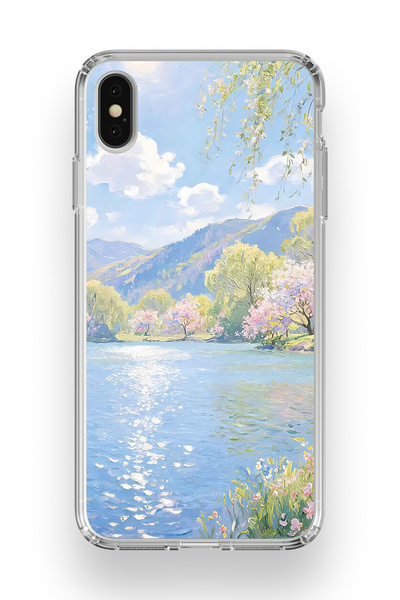 FLAMENKO حافظة هاتف شفافة بنمط منظر بحيرة مونيه متوافقة مع iPhone X / Xs
