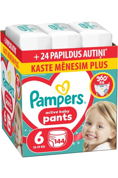 Pampers Scutece-chiloțel Active Baby - Mărimea 6, 13-19 kg, 144 bucăți