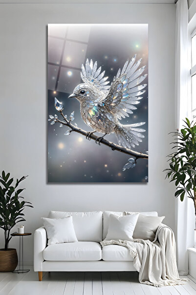 Parıltı Yayınları Işıltılı Kristal Efektli Modern Kuş Temalı Cam Tablo