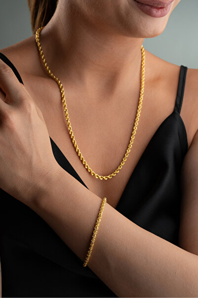 Silvano Jewelry 925 Ayar Gümüş Burma Zincir Set