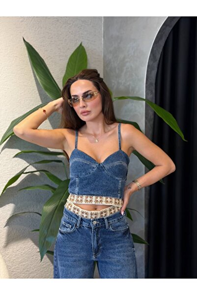 By Merve Darende ZR Model Motif Detaylı Jean Büstiyer
