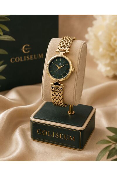 Coliseum YENİ SEZON Elegance Kadın Kol Saati Gold Kasa Yeşil Kadran PASLANMAZ...