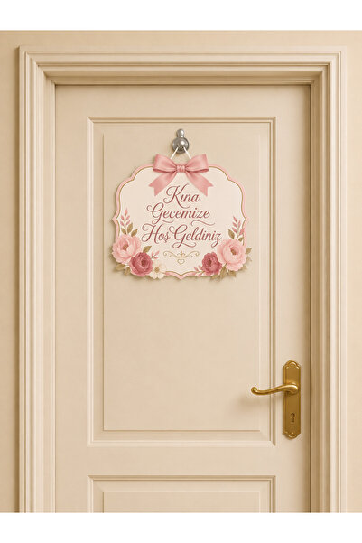 GRAFİLLİ DESİGN Henna Night Door Decoration with Pink Ribbons and Flowers, We...