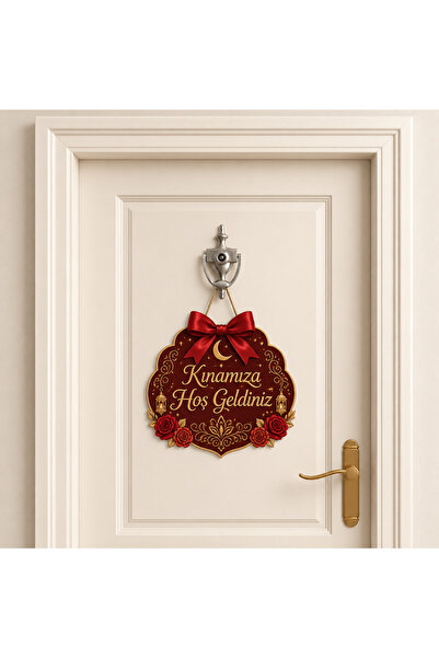 GRAFİLLİ DESİGN Henna Night Door Decoration with Pink Ribbons and Flowers, We...