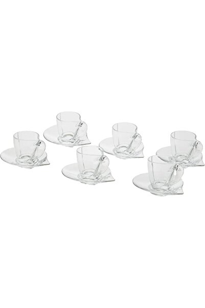 The Bros Cristalleria Italiana Happy Cup and Saucer Coffee Glasses, Set of 6,...