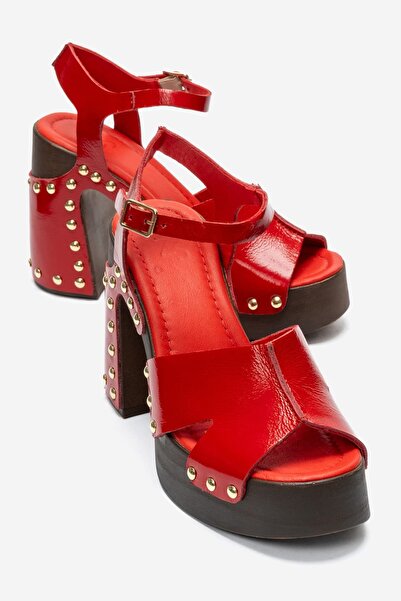 Zeynep Sıradağlı Darian Women's Genuine Leather Clogs Sandals Red