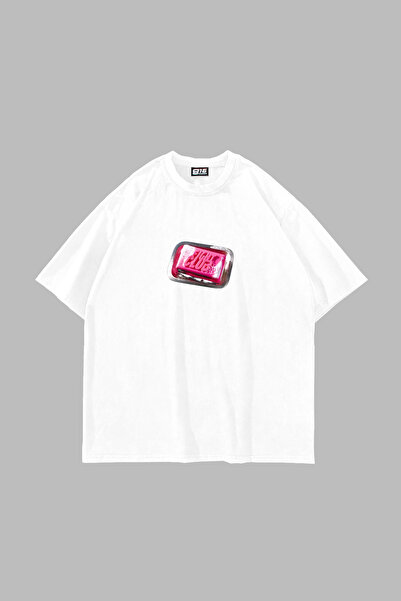 Sekizbiraltı White Fight Club Oversize Printed Unisex T-Shirt