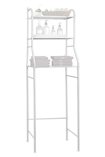 unbranded Ραφιέρα μπάνιου HUH-0134 με 3 ράφια, μεταλλική, 48x25x153cm, λευκή