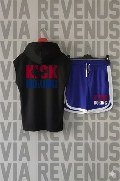 Vordevia Kick Boxing Front and Back Printed Zero Sleeve Hooded Sports Tshirt ...