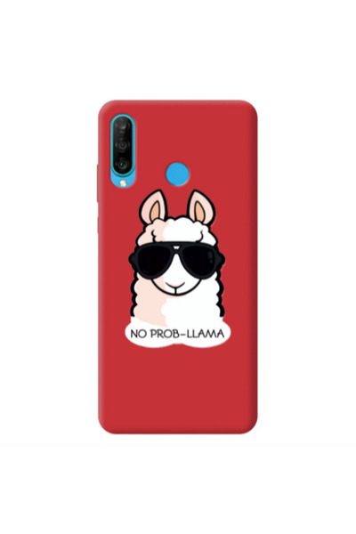Other Huawei P30 Lite No prob-lama Red Colored Silicone TPU Θήκη