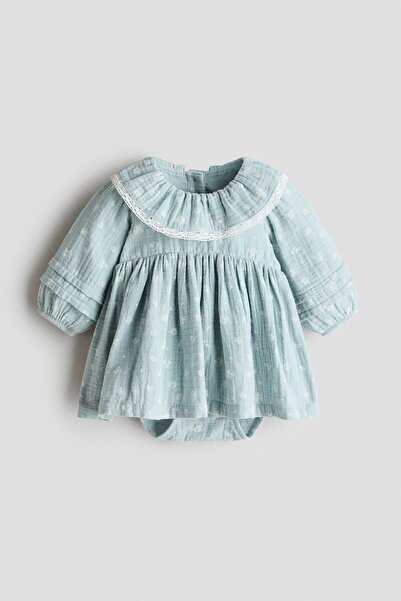 H&M Body'li Pamuklu Muslin Elbise