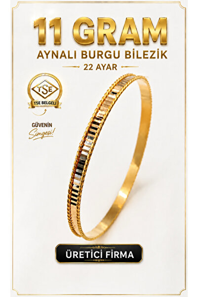 Aks Gold 22 Ayar (11 GRAM) Aynalı Burgu Ajda Bilezik Gold Altın Bilezik Düğün...