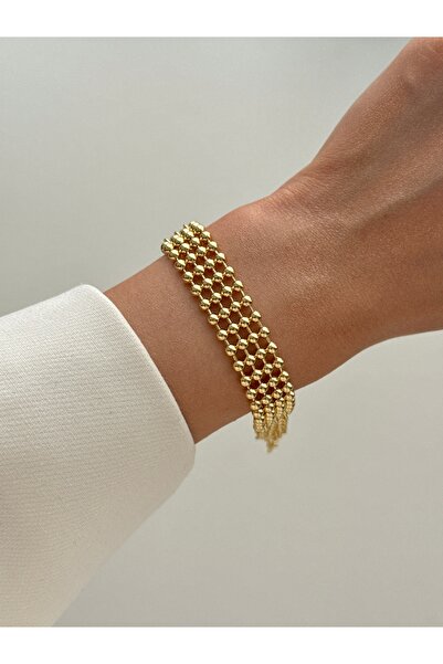 YOUES JEWELRY CM Lüx 14K Altın Renk Premium Kuyumcu Model Bileklik Altın Kapl...