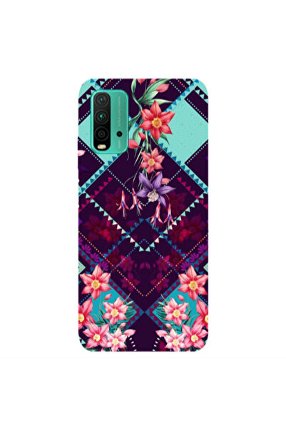 Other Xiaomi Redmi 9T Checkered flowers Transparent Silicone TPU Θήκη