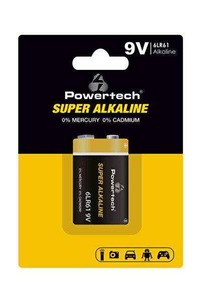 POWERTECH αλκαλική μπαταρία Super Alkaline PT-1215, 9V, 1τμχ