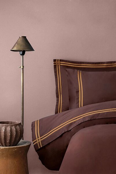İssimo Home Brownie Toned Craft Double 100% Cotton Satin Duvet Cover Set
