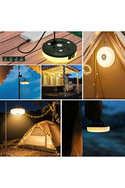 Premium Ticaret 2’si 1 Arada 5 Farklı Işık Modlu Gün Işığı Şarjlı Kamp Lambası ve Makaralı 10 Metre Peri LED Işık – Su Geçirmez Mıknatıslı Aydınlatma Feneri